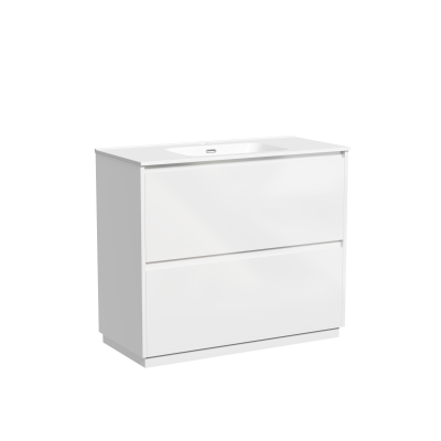 Тумба под раковину SANCOS Libra Floor напольная,  990х450х840, c двумя ящиками оснащенными доводчиками, белый глянец ,  LB100FW