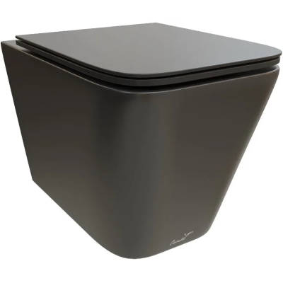 Унитаз подвесной Ceruttispa Maiella Aria CT9163 безободковый, с сиденьем микролифт, черный матовый