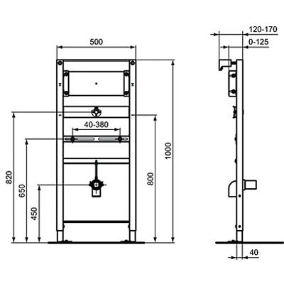 Система инсталляции Ideal Standard ProSys R016367 для писсуара