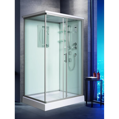 Душевая кабина WeltWasser Laine 1214 10000003277 120x90x217 см, с крышей, гидромассажем, низкий поддон, профиль матовый хром, стекло прозрачное