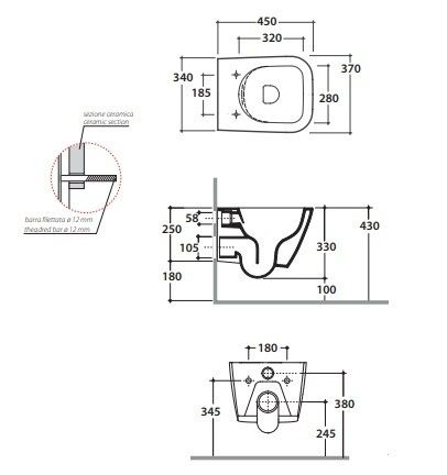 Чаша для подвесного унитаза Globo Stone STS07.BI белый