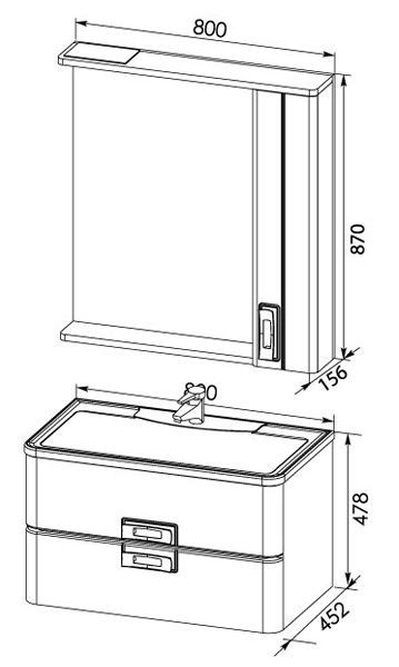 Тумба под раковину Aquanet Паллада 80 белая