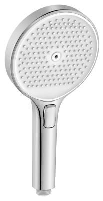 Душевая лейка SANCOS Nok round, кнопочное управление, диаметр 130 мм, 3 режима, цвет хром/белый,  SC6001CH-W