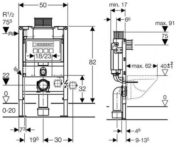 Система инсталляции Geberit Duofix UP200 111.240.00.1 для подвесного унитаза