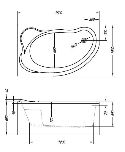 Акриловая ванна Kolpa San Amadis New 160х100 R