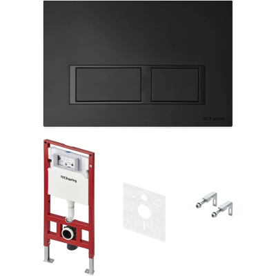 Инсталляция для унитаза Tece TECEspring V S401204 с кнопкой смыва, черный матовый