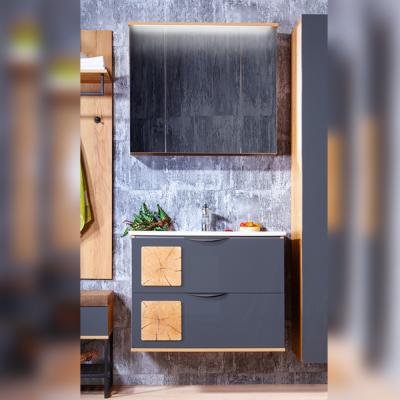 Комплект мебели для ванной Бриклаер Форест 80, дуб золотой/антрацит