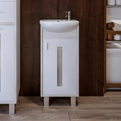 Тумба под раковину напольная Бриклаер БАЛИ правая светлая лиственница/белый, 40 см