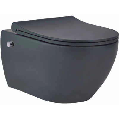 Унитаз подвесной beWash Bogen 88343670 безободковый, с функцией биде, с сиденьем микролифт, черный матовый