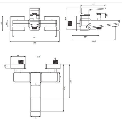 Смеситель Omnires Parma PM7430CRB для ванны, хром, белый