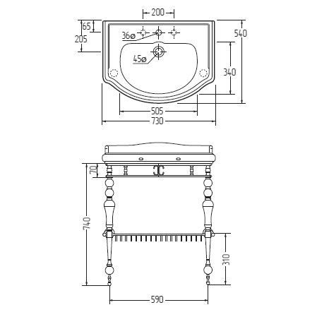 Консоль напольная Migliore Bella ML.BLL-24.273.DO для раковины 73 см, с решеткой