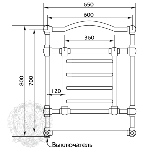 Полотенцесушитель водяной Migliore Edward 20316 80х65 см