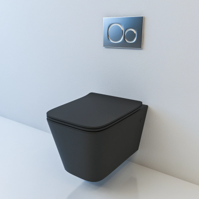 Унитаз подвесной beWash Kraft BKWHR105510 безободковый, с сиденьем микролифт, черный матовый