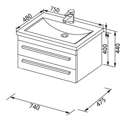 Тумба под раковину Aquanet Нота 00171490 75 черный