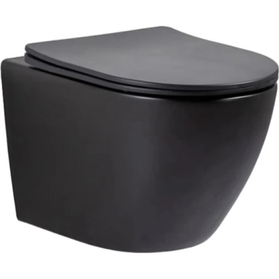 Унитаз подвесной GID Tr2122TF-Bm безободковый, торнадо, с сиденьем микролифт, черный матовый