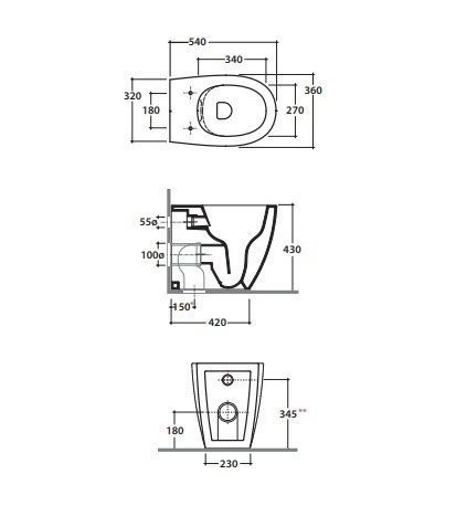 Чаша для приставного унитаза Globo 4all  MD004.BI белый