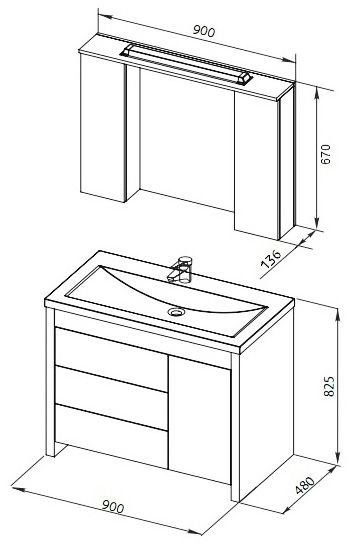 Тумба под раковину Aquanet Тиана 00177071 90 светлый дуб