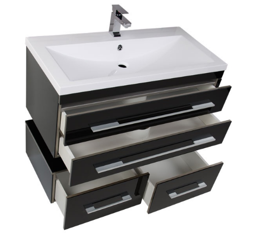 Тумба под раковину Aquanet Верона 00175387 100 черная, подвесная