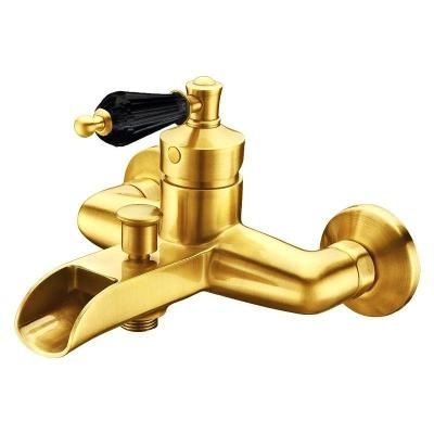 Смеситель Boheme Vogue 213-BSW для ванны с душем, золото, ручка с черным кристаллом Swarovski