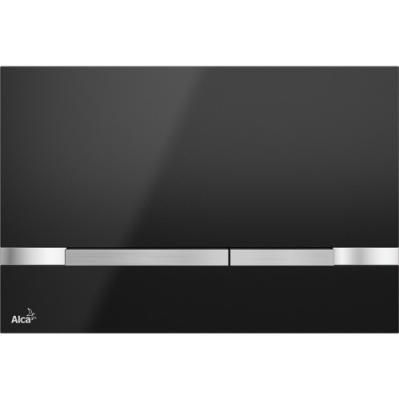 Кнопка смыва AlcaPlast Flat STRIPE-BLACK черная
