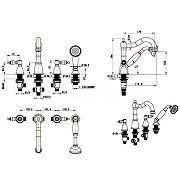 Смеситель Boheme Royal 391-Royal на борт ванны, на 4 отверстия, бронза