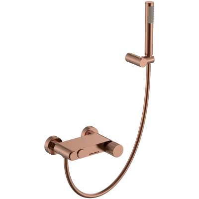 Смеситель для ванны Boheme Stick Linea 123-CB.3 с душевым гарнитуром, медь матовая