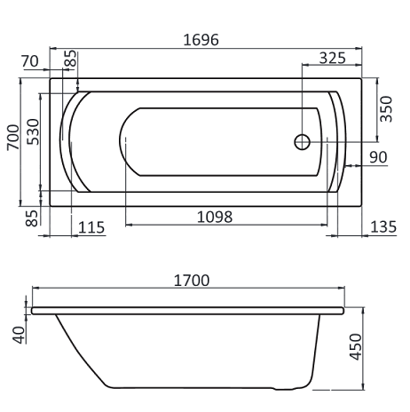Ванна акриловая Santek Монако 1WH111979 170х70 см
