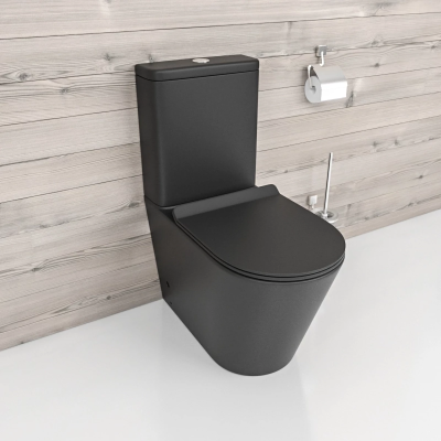 Унитаз-компакт beWash Aldo BKBWT101670 безободковый, торнадо, с сиденьем микролифт, черный матовый