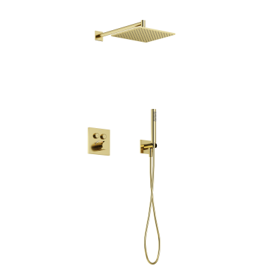 Душевой комплект с термостатом SANCOS Linn, с внутренней частью, брашированное золото, PVD покрытие,  SC9022BG