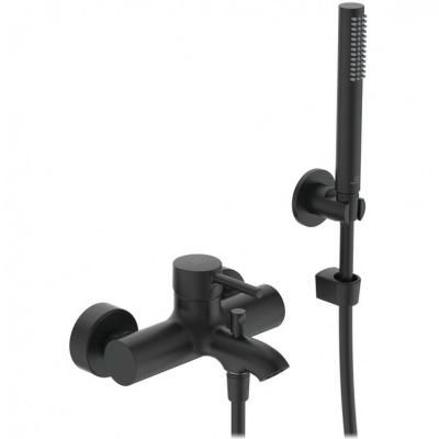 Смеситель для ванны Ideal Standard Ceraline с душевым гарнитуром, керамический картридж, черный шелк (BC270XG)