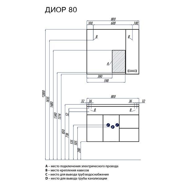 Тумба с раковиной Aquaton Диор 1A167801DR010 80 раковина Премьер, белый