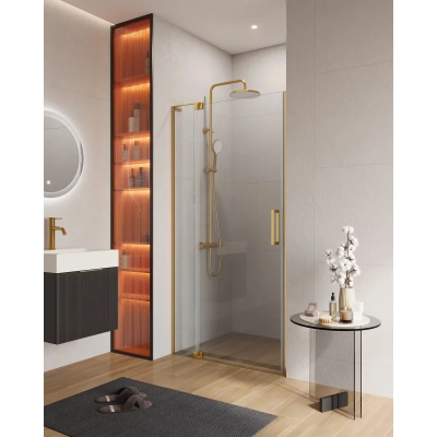 Душевая дверь Cezares Slider SLIDER-B-1-90/100-C-BORO 90-100 см, профиль золотой матовый, стекло прозрачное