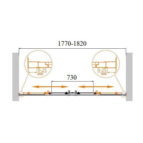 Душевая дверь в нишу Cezares Molveno MOLVENO-BF-2-180-C-Cr-IV хром