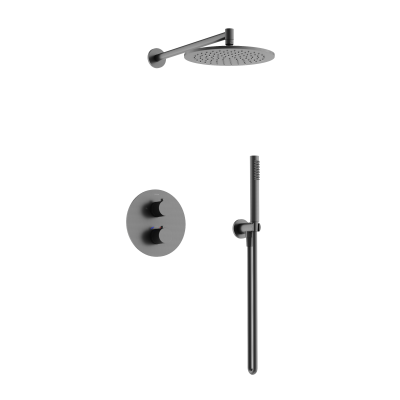 Душевой комплект с термостатом SANCOS Etna, с внутренней частью, вороненая сталь  SC9010GG