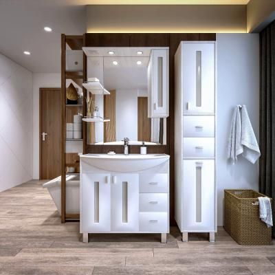 Комплект мебели для ванной Бриклаер БАЛИ 85L, светлая лиственница/белый