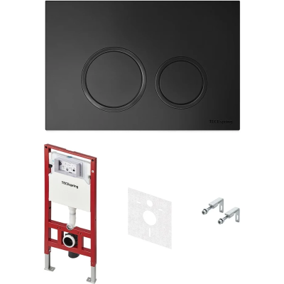 Инсталляция для унитаза Tece TECEspring R S401104 с кнопкой смыва, черный матовый