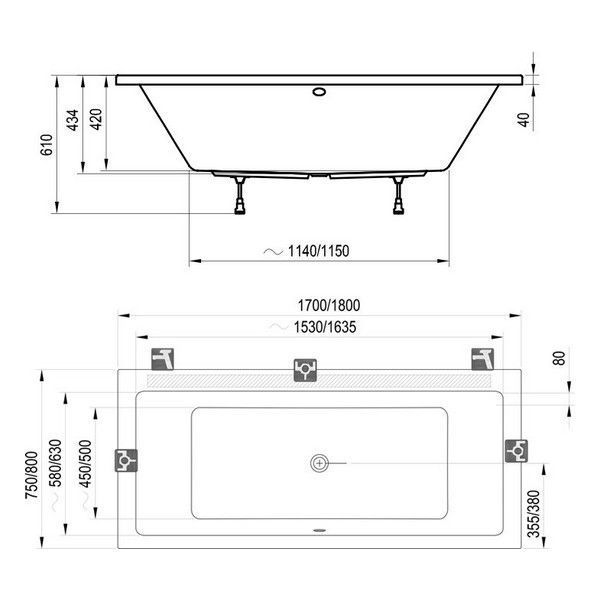 Ванна акриловая Ravak Formy C881000000 180x80