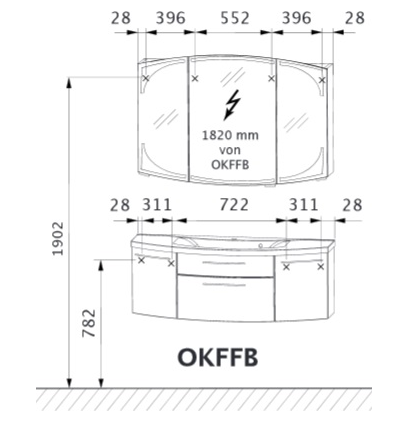 Шкаф-зеркало Puris Classic Line S2A431239 680/180 120 R дуб чарлстон