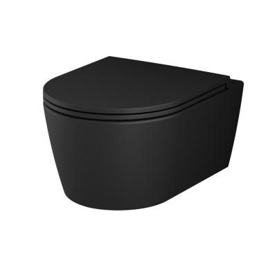 Подвесной унитаз AM.PM Func C8F1700MBSC FlashClean с сиденьем микролифт, черный, матовый