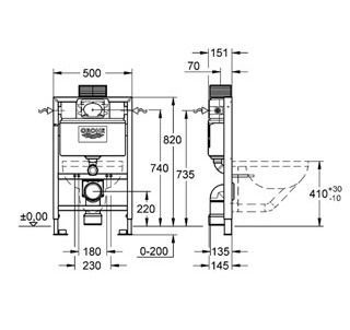 Система инсталляции Grohe Rapid SL 38526000 для унитазов