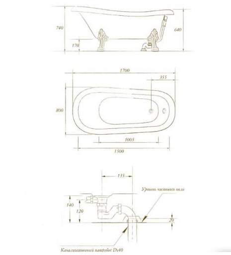 Ванна акриловая Migliori Bella ML.BLL-40.404.CR 170х80 хром, на лапах "MIGLIORE"