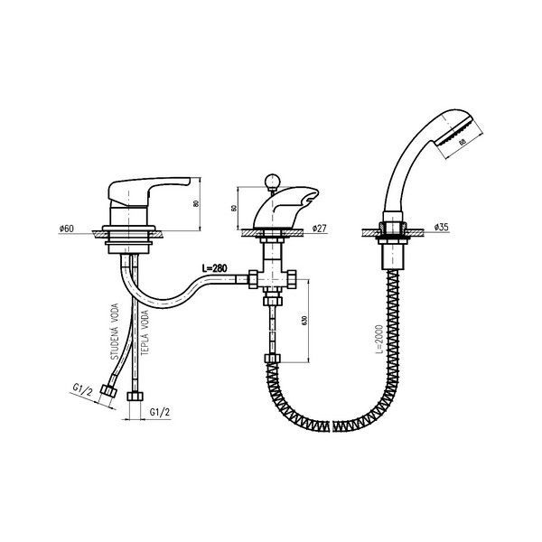 Смеситель Rav Slezak Dunaj D970.5S для ванны хром