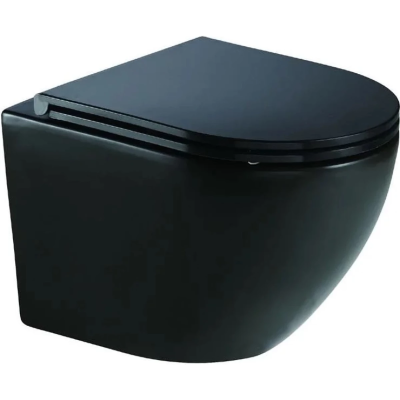 Унитаз подвесной WeltWasser Merzbach 043 XL MT-BL 10000013369 безободковый, торнадо, с сиденьем микролифт, черный матовый
