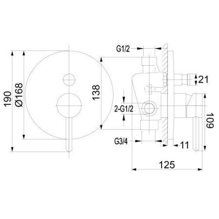 Смеситель Omnires Y Y1235BL для ванны, черный