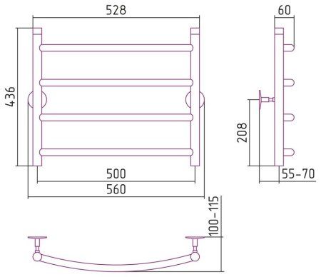 Полотенцесушитель водяной Стилье Универсал-50 50х50 хром