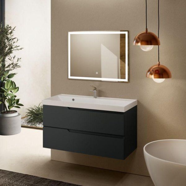 Тумба под умывальник подвесная AQUAme "S3" AQM900310GM 100 см., цвет антрацит.