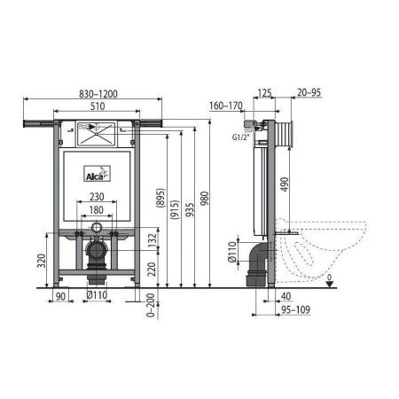 Система инсталляции для унитазов AlcaPlast Jadromodul A102/1000