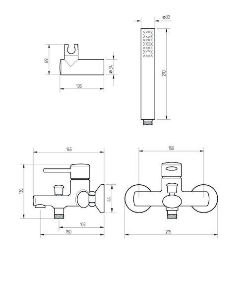Смеситель для ванны с душем, хром Veragio GIAMINA VR.GMN-5401.CR