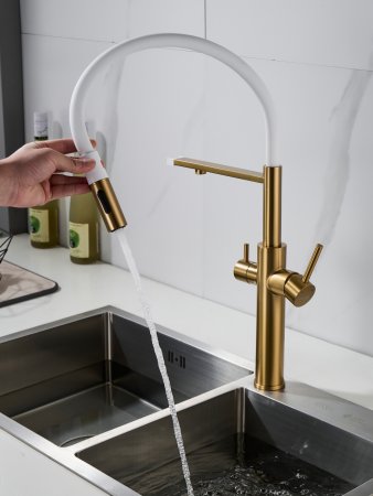 Смеситель для кухни Shevanik S478G, Золотой сатин