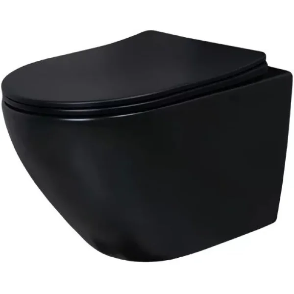 Унитаз подвесной GID Bm2198 безободковый, с сиденьем микролифт, черный матовый